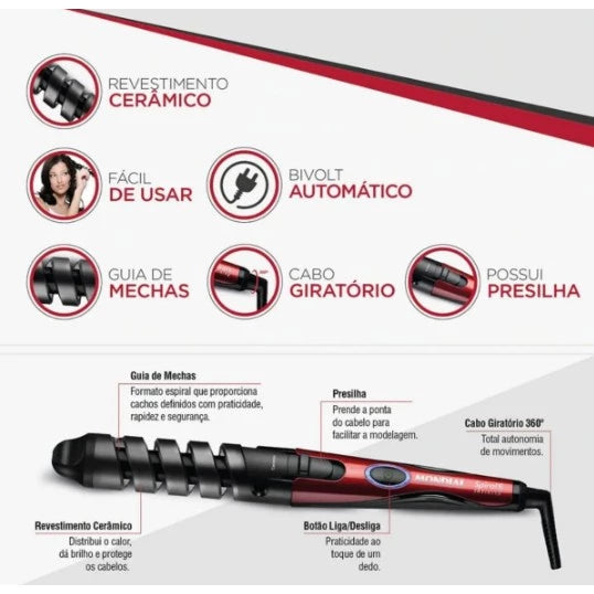 Modelador De Cachos Cacheador De Cabelos Ufree Profissional Bivolt