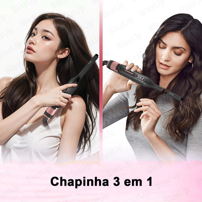 Prancha Profissional de Cabelo 230°C Cerâmica 9mm – Preto