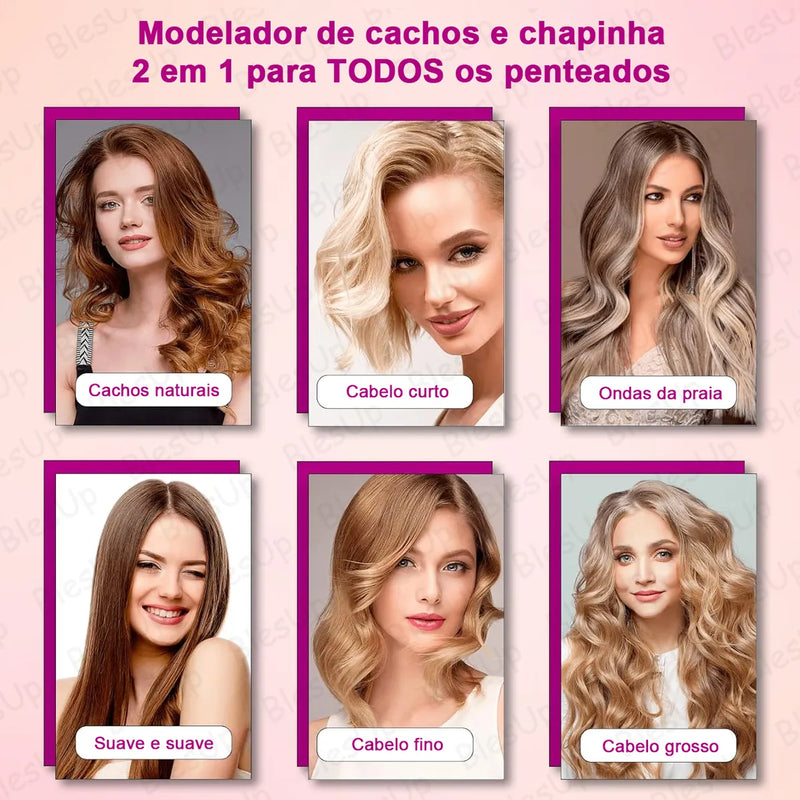 Prancha Profissional de Cabelo 230°C Cerâmica 9mm – Preto