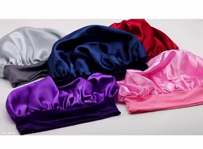 Touca/Gorro de Dormir de Cetim com Aba Faixa Larga Gigante Cabelo Anti Frizz Toca Head