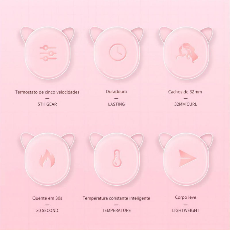 Modelador de cachos triondas cabelo 32mm Bivolt