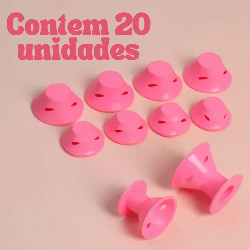 Rolo modelador de cabelo 20 unidades rosas de silicone cachos perfeitos