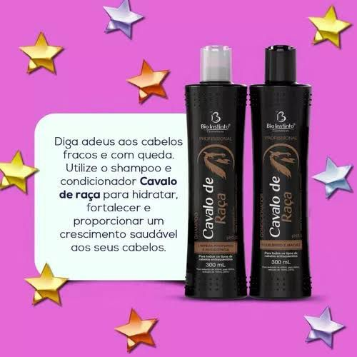 Kit Cavalo de Raça Bio Instinto 4itens Anti Queda Brilho Força Crescimento Salão Beleza Frizz