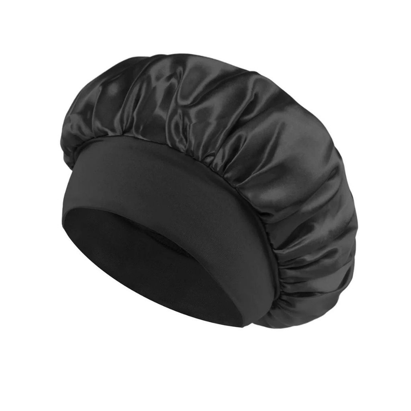 Touca/Gorro de Dormir de Cetim com Aba Faixa Larga Gigante Cabelo Anti Frizz Toca Head