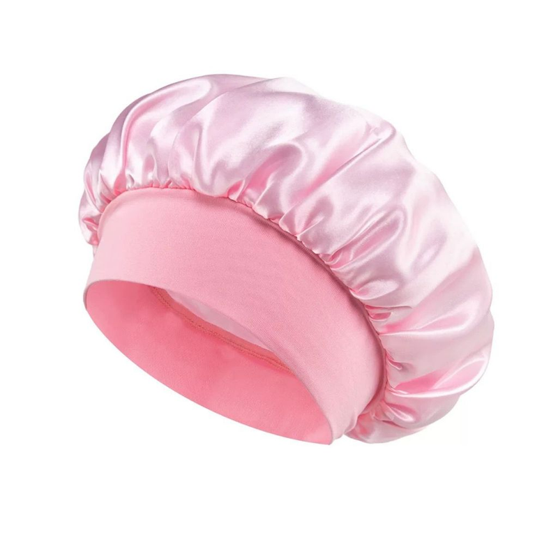 Touca/Gorro de Dormir de Cetim com Aba Faixa Larga Gigante Cabelo Anti Frizz Toca Head