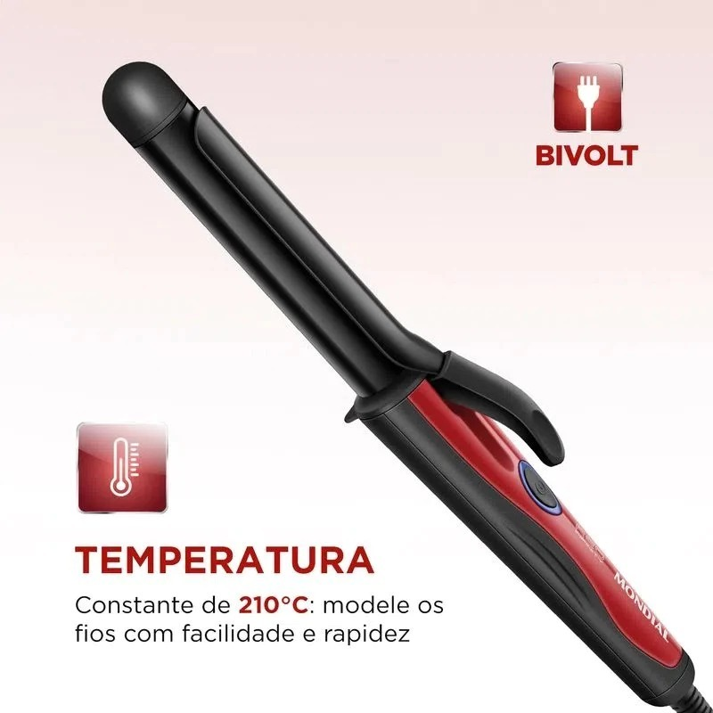 Babyliss Modelador de Cachos Mondial 25mm 210ºC EM-12 BIVOLT 110/220V Original