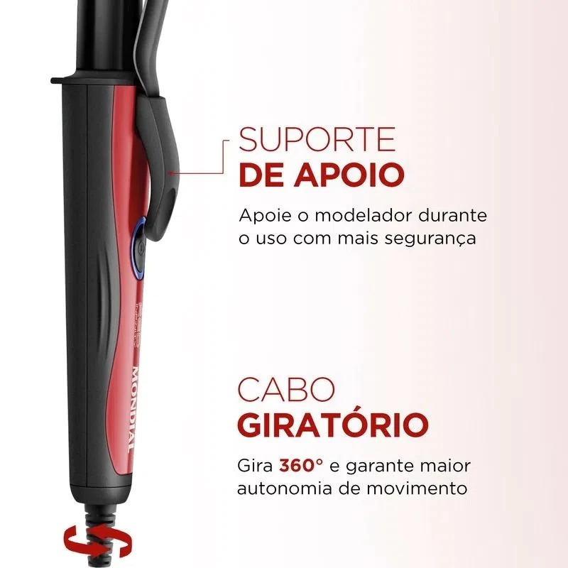 Babyliss Modelador de Cachos Mondial 25mm 210ºC EM-12 BIVOLT 110/220V Original