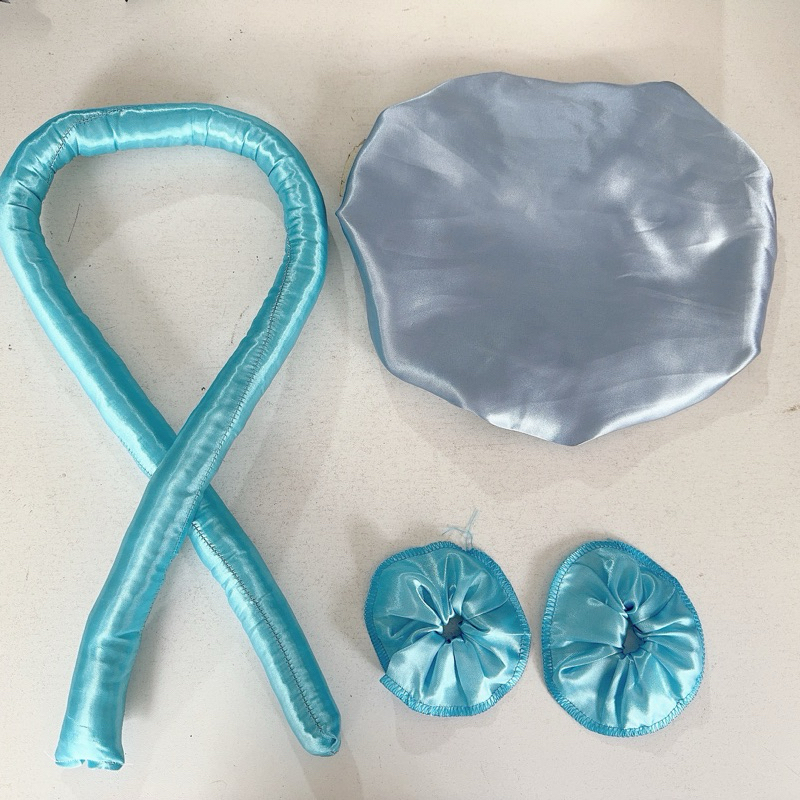 Modelador de Cachos Cabelo Curling Rod Cetim Sem Calor + 2 Scrunchies