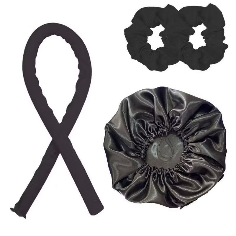 Modelador de Cachos Cabelo Curling Rod Cetim Sem Calor + 2 Scrunchies