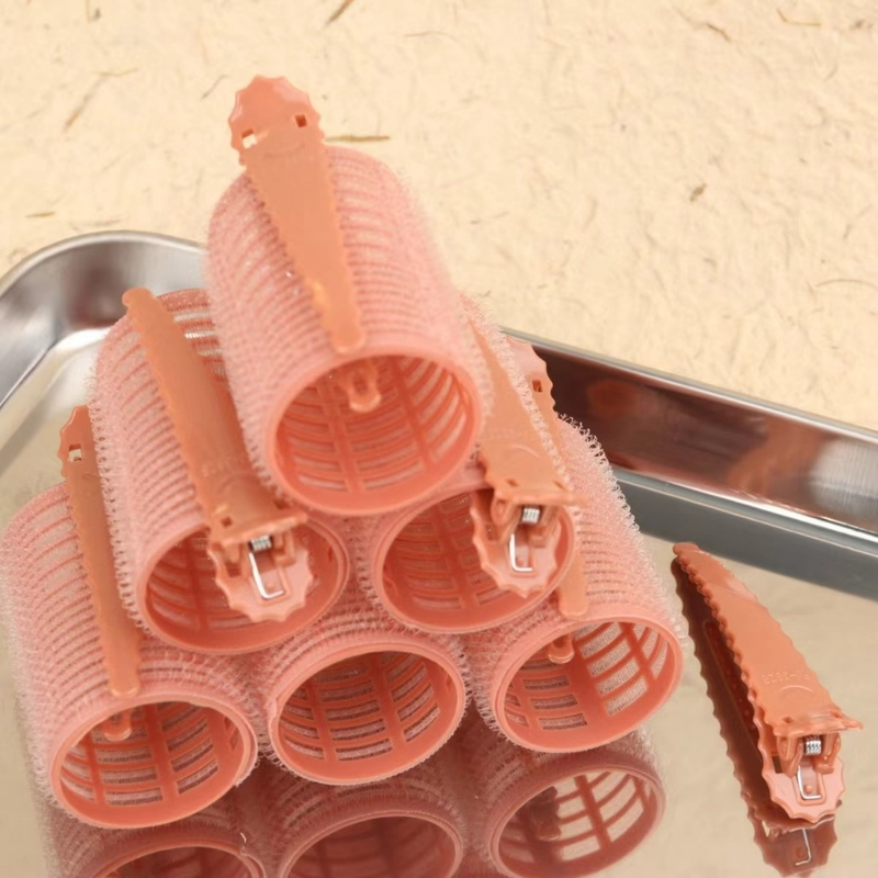 Kit 6/8 Bobs Cabelo Velcro Modeladores + 6/8 Prendedores, DIY Styling Tools tamanho Grandes 6.2x4cm/Medios 6.2*3.2cm