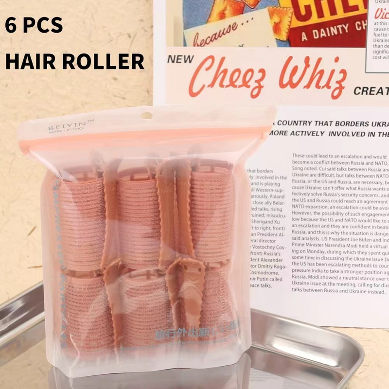 Kit 6/8 Bobs Cabelo Velcro Modeladores + 6/8 Prendedores, DIY Styling Tools tamanho Grandes 6.2x4cm/Medios 6.2*3.2cm