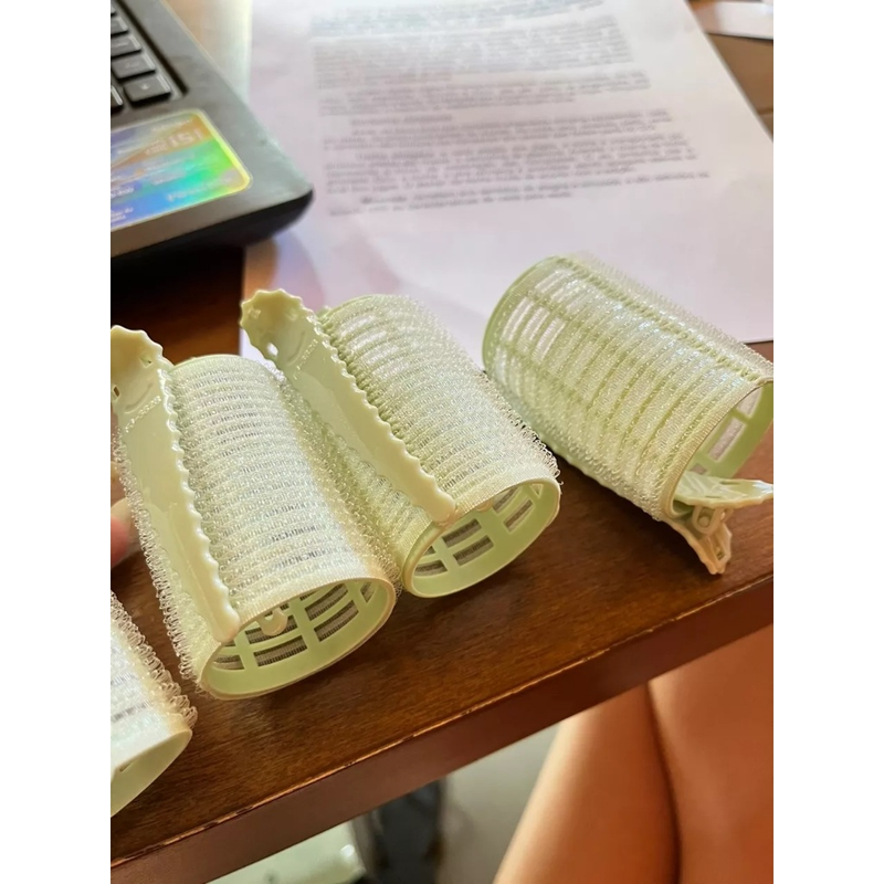 Kit 6/8 Bobs Cabelo Velcro Modeladores + 6/8 Prendedores, DIY Styling Tools tamanho Grandes 6.2x4cm/Medios 6.2*3.2cm