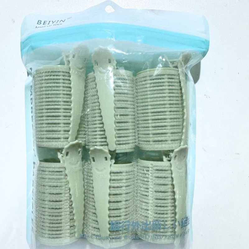 Kit 6/8 Bobs Cabelo Velcro Modeladores + 6/8 Prendedores, DIY Styling Tools tamanho Grandes 6.2x4cm/Medios 6.2*3.2cm