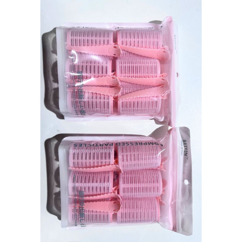 Kit 6/8 Bobs Cabelo Velcro Modeladores + 6/8 Prendedores, DIY Styling Tools tamanho Grandes 6.2x4cm/Medios 6.2*3.2cm