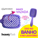 Kit 05 Escova Raquete Flex Escova Mágica e Polvo Massageador de Silicone Touca de Cetim Beauty Flash