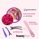 Kit 05 Escova Raquete Flex Escova Mágica e Polvo Massageador de Silicone Touca de Cetim Beauty Flash