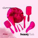 Kit 05 Escova Raquete Flex Escova Mágica e Polvo Massageador de Silicone Touca de Cetim Beauty Flash