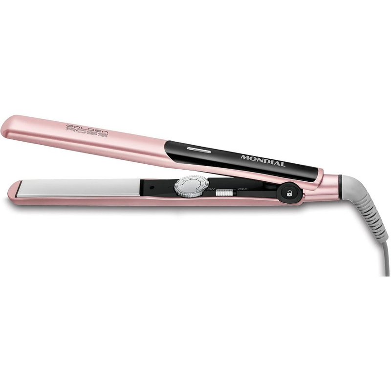 Chapinha Prancha Alisadora Mondial P-20 Golden Rose Bivolt Cabo Giratório Rosa