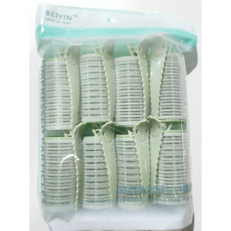 Kit 6/8 Bobs Cabelo Velcro Modeladores + 6/8 Prendedores, DIY Styling Tools tamanho Grandes 6.2x4cm/Medios 6.2*3.2cm