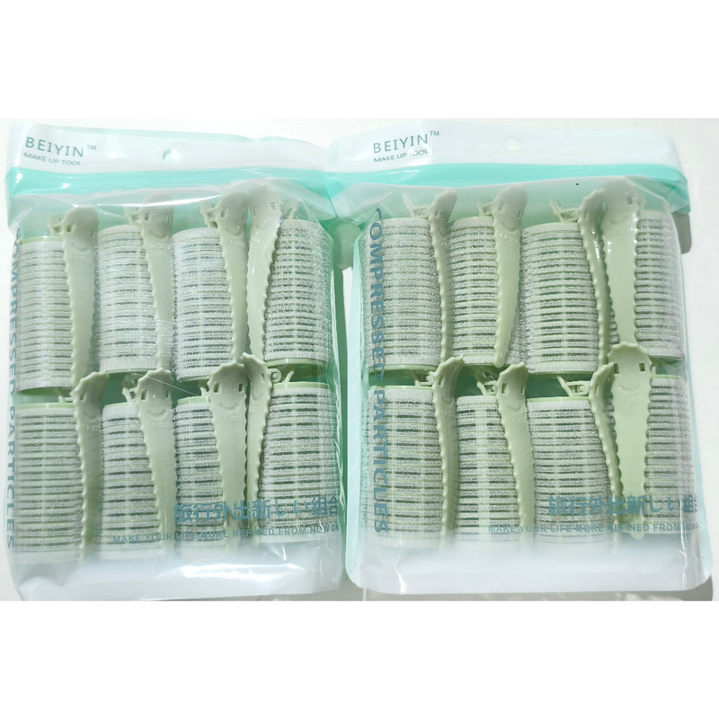 Kit 6/8 Bobs Cabelo Velcro Modeladores + 6/8 Prendedores, DIY Styling Tools tamanho Grandes 6.2x4cm/Medios 6.2*3.2cm