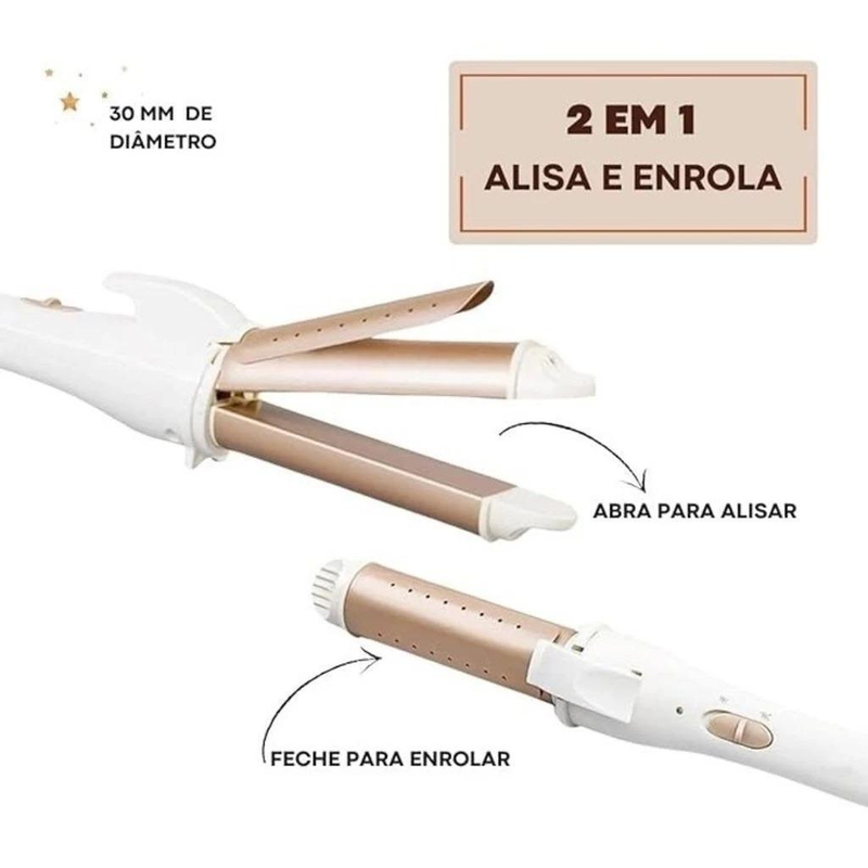 Modelador De Cachos E Chapinha 2 Em 1 Bivolt