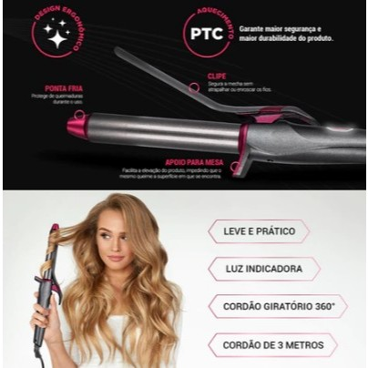 Cacheador Modelador de Cachos Babyliss Philco Intense Curves 25mm Bivolt PEC15