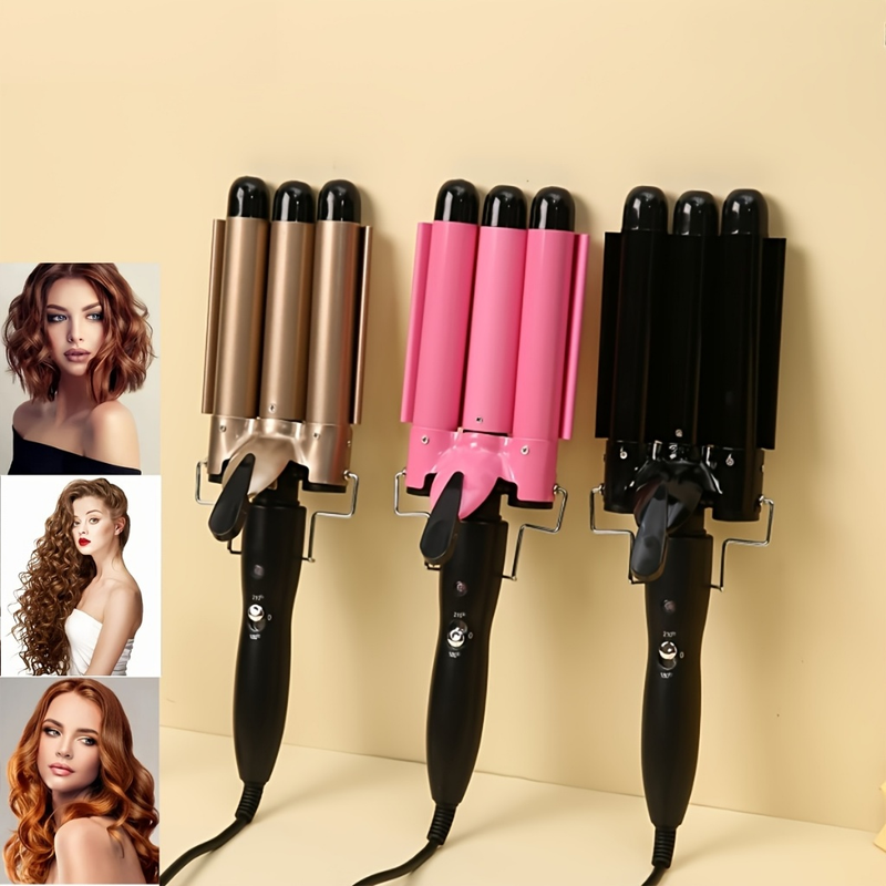 Chapinha Triondas Ondulador Formador Triplo 22mm Modelador de Cachos Onda Cabelo Cerâmica Para Longo E Curto 200°C