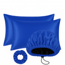 Kit Cetim Antifrizz 2 Fronhas 70x50+Touca Dupla Face Regulável+Scrunchie Elástico para Cabelo Cacheado e Liso