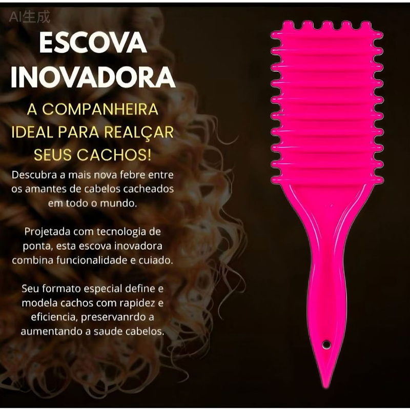Escova Onda Finalizadora Beauty Flash Definição de Cachos e Finalização para Cabelo Cacheado Crespo MANIA