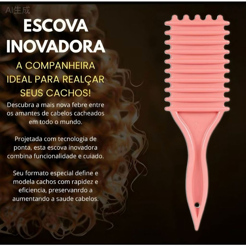Escova Onda Finalizadora Beauty Flash Definição de Cachos e Finalização para Cabelo Cacheado Crespo MANIA