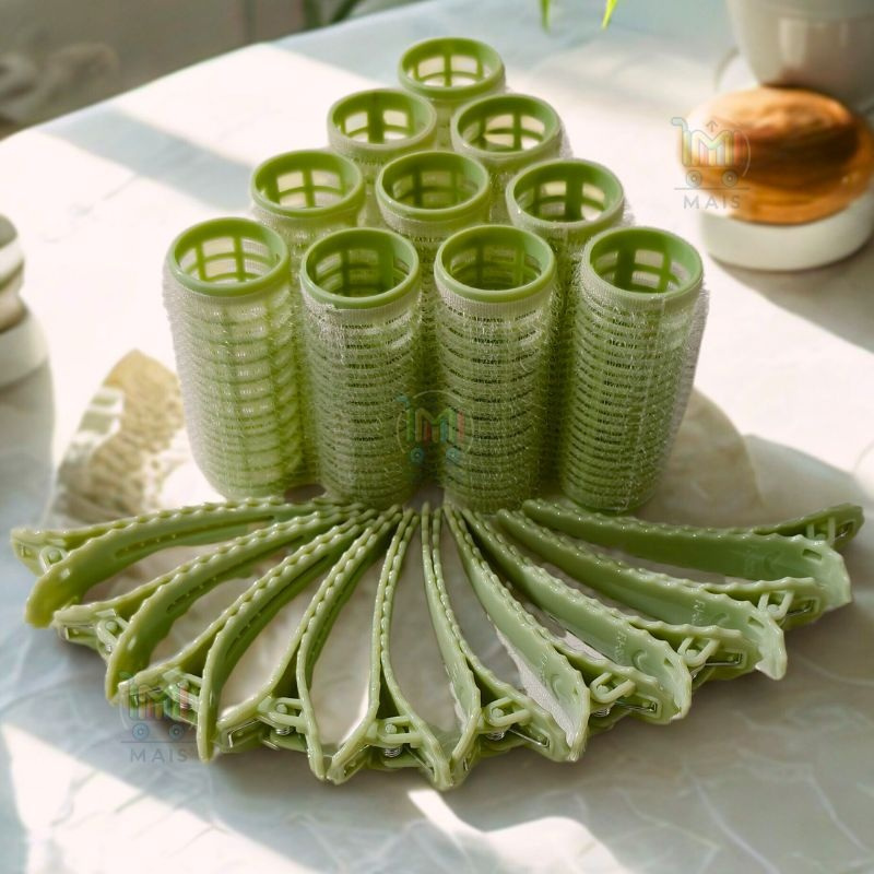 Kit 10 Bobs de Velcro + 10 Prendedores – Modeladores de Cabelo DIY – Tamanho Único 6,3x2,5cm