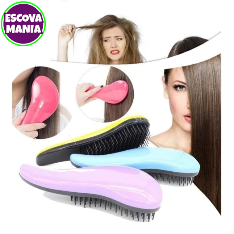 Kit Pura Beleza - 1 Escova Magica + 1 Escova Raquete + Toca De Cetim + Anti Frizz - De Desembaraçar Cabelo