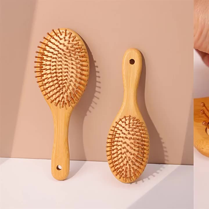 Escova De Cabelo De Bambu Natureza Antiestática De Madeira Couro Cabeludo Massagem Pente Almofada De Ar Ferramentas De E