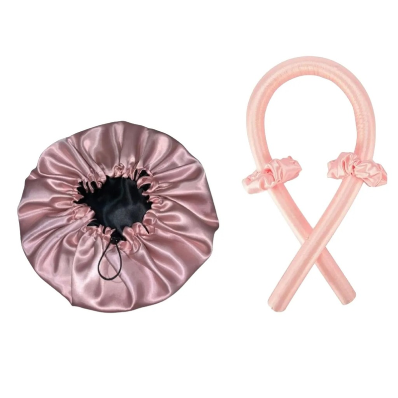 Kit Com Modelador De Cachos + Touca Cetim Dupla Face Com Regulador