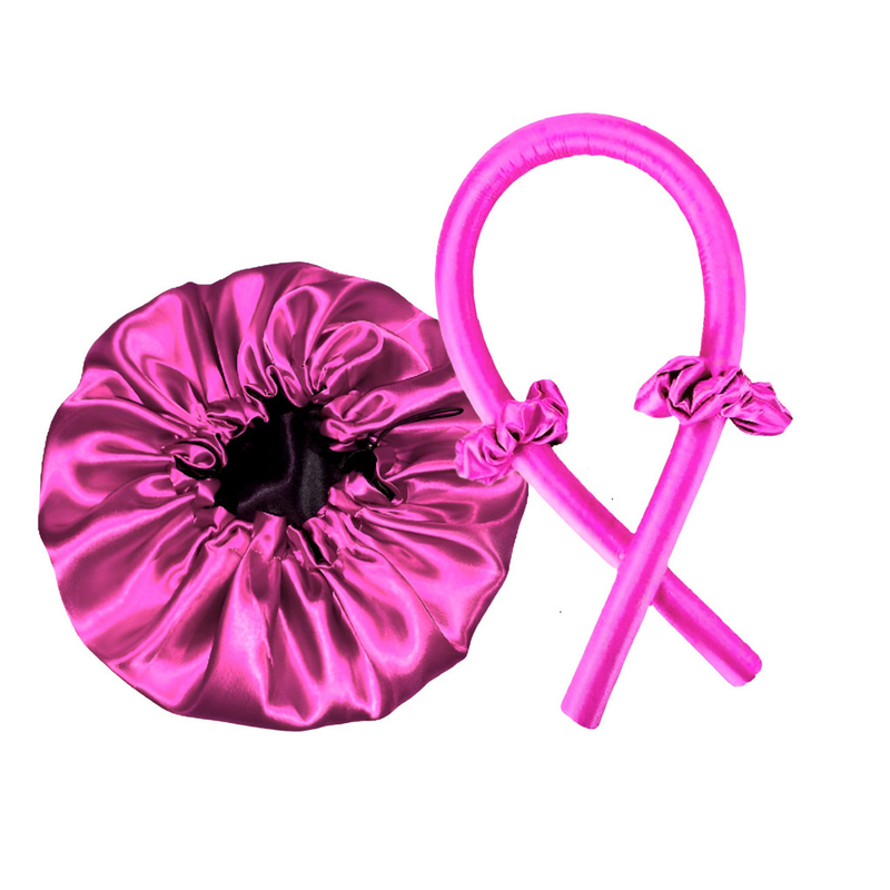 Kit Com Modelador De Cachos + Touca Cetim Dupla Face Com Regulador