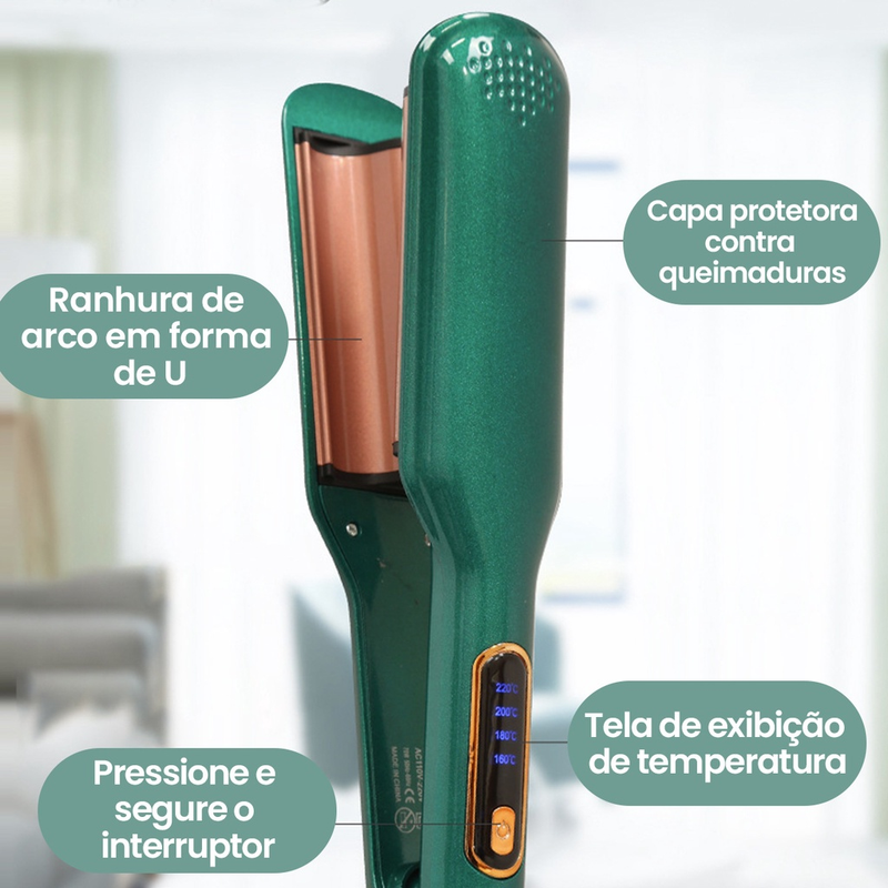 Ondulador Profissional 2 Barris 32mm 110V/220V – Cerâmico com Temperatura Ajustável