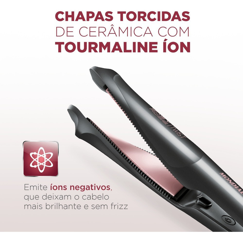 Prancha Alisadora Mondial Bivolt Grey Rose Twist P-29 230°