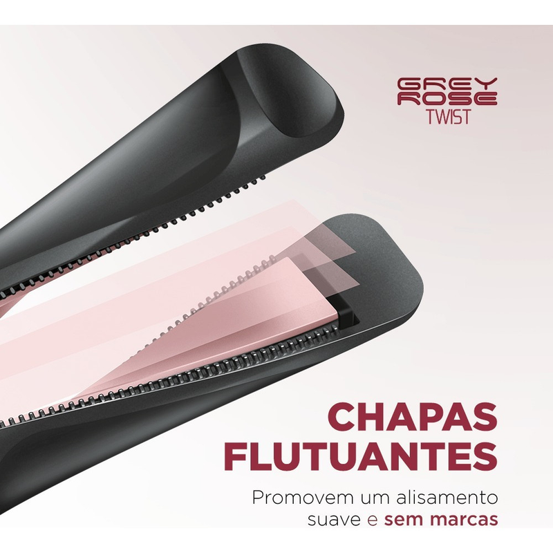 Prancha Alisadora Mondial Bivolt Grey Rose Twist P-29 230°