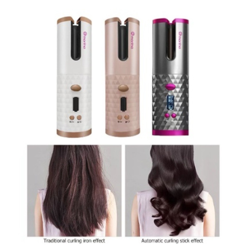 Modelador de cabelo automático sem fio com bateria recarregável de cerâmica embutida marisa