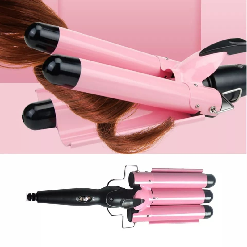 Chapinha Triondas Ondulador Formador Triplo 22mm Modelador de Cachos Onda Cabelo Cerâmica Para Longo E Curto 200°C