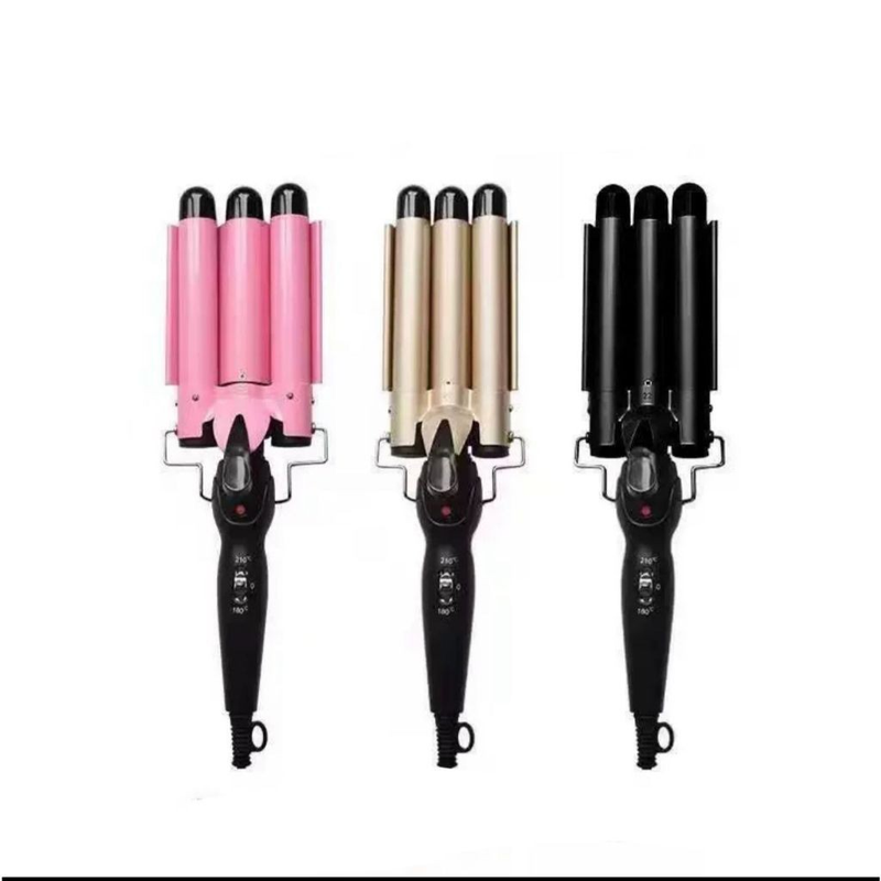 Chapinha Triondas Ondulador Formador Triplo 22mm Modelador de Cachos Onda Cabelo Cerâmica Para Longo E Curto 200°C