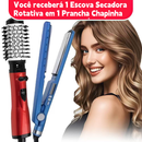 Kit 2 em 1 Escova Secadora Rotativa 110v + Chapinha Profissional Bivolt Titanium