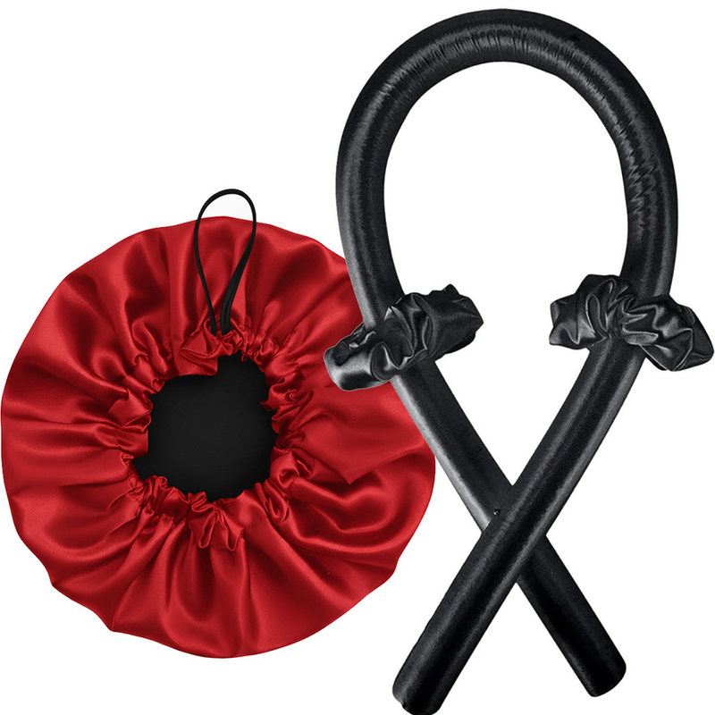 Kit Com Modelador De Cachos + Touca Cetim Dupla Face Com Regulador