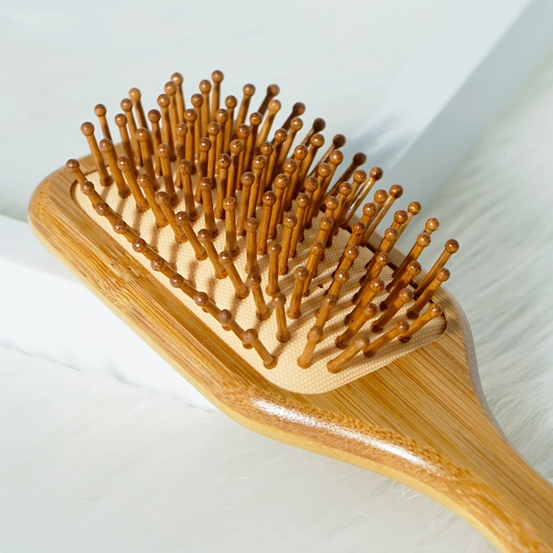 Escova De Cabelo De Bambu Natureza Antiestática De Madeira Couro Cabeludo Massagem Pente Almofada De Ar Ferramentas De E
